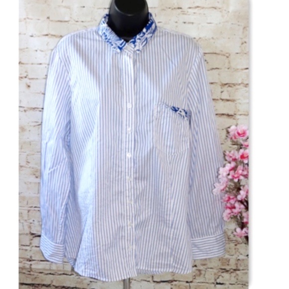 Finley Striped Button-Up Blouse Top - Picture 2 of 8